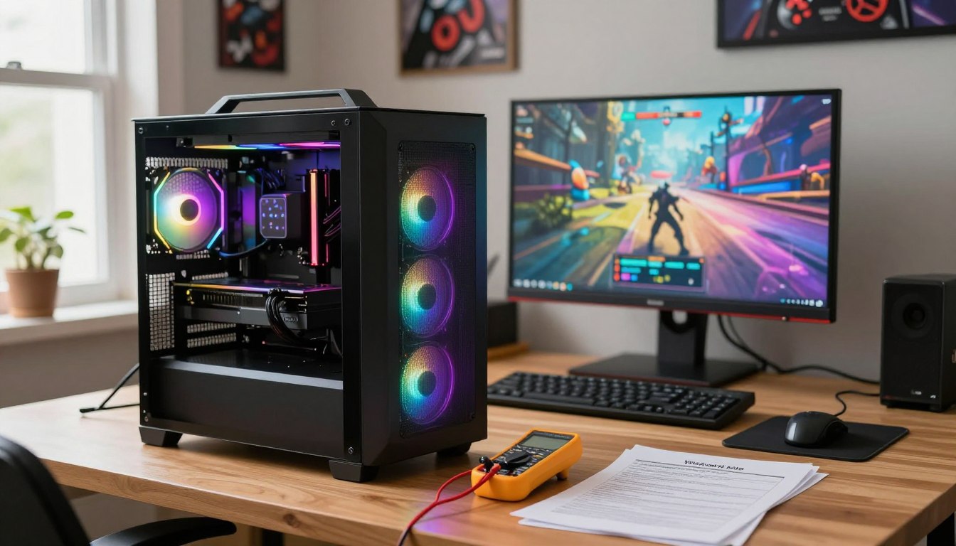 Renewed gaming PC listing checked for warranty and parts